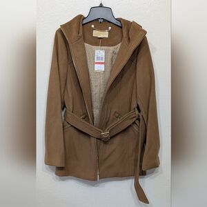 Michael Kors Tan Hooded Trench Coat